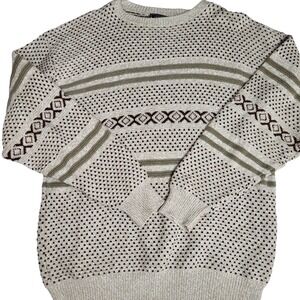 Vintage Peconic Bay Traders Mens M Striped Knit Sweater‎ 100% Cotton Made in USA
